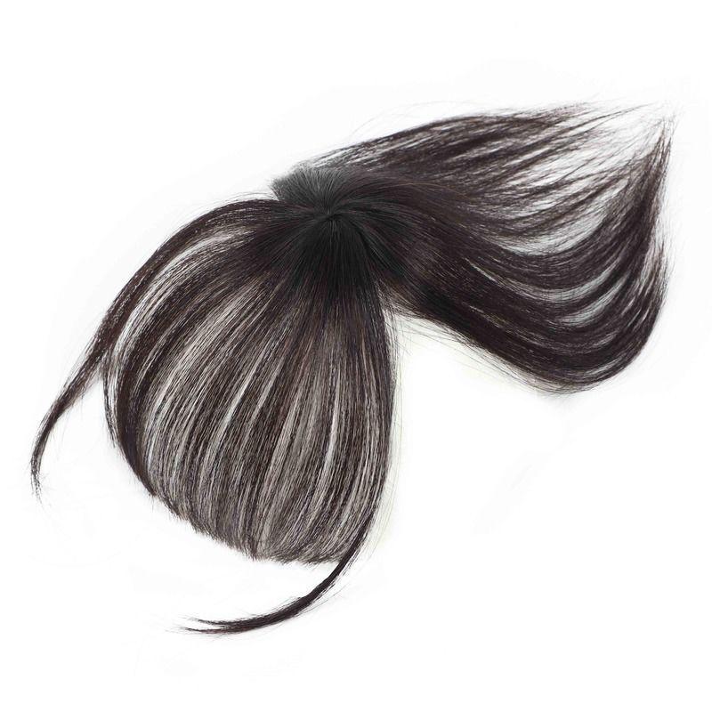 3D Französischer Pony Perücke Weiblich Unsichtbare Gesichtsreparatur Falscher Pony Natürlich und Nahtlos Kopfperücke Rundes Gesicht