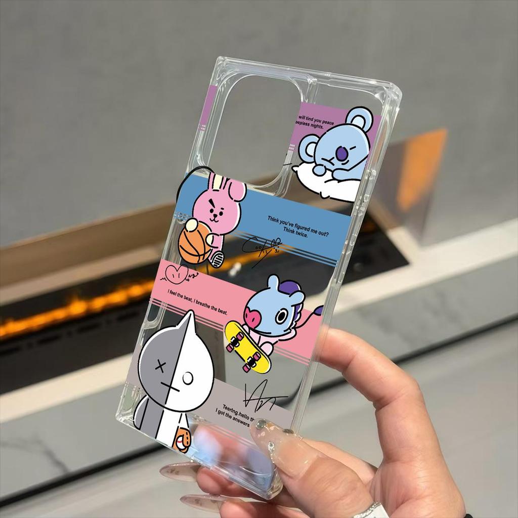 Clear Square Back Tube Case Protection For iPhone 14 Pro Max 16 ProMax 15 Plus 12 13 11 Anti-Oxygen,Cute Doll Pattern Casing