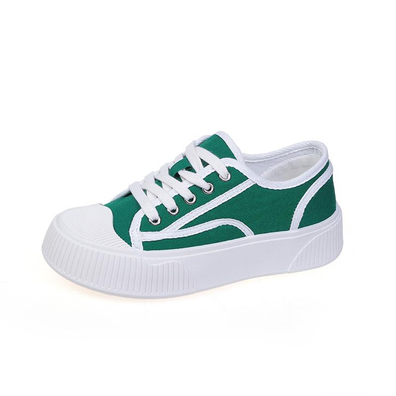 

Холщовые туфли женские весенне-летние новые на шнуровке на платформе спортивные и повседневные кеды на плоской подошве 40 зелёный