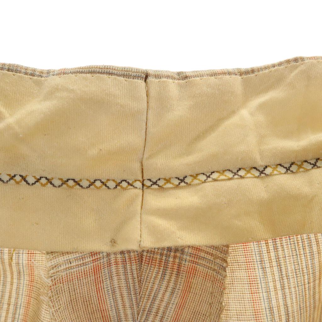 VINTAGE 70s 80s Check Pattern Trousers Pants beige Men's Used