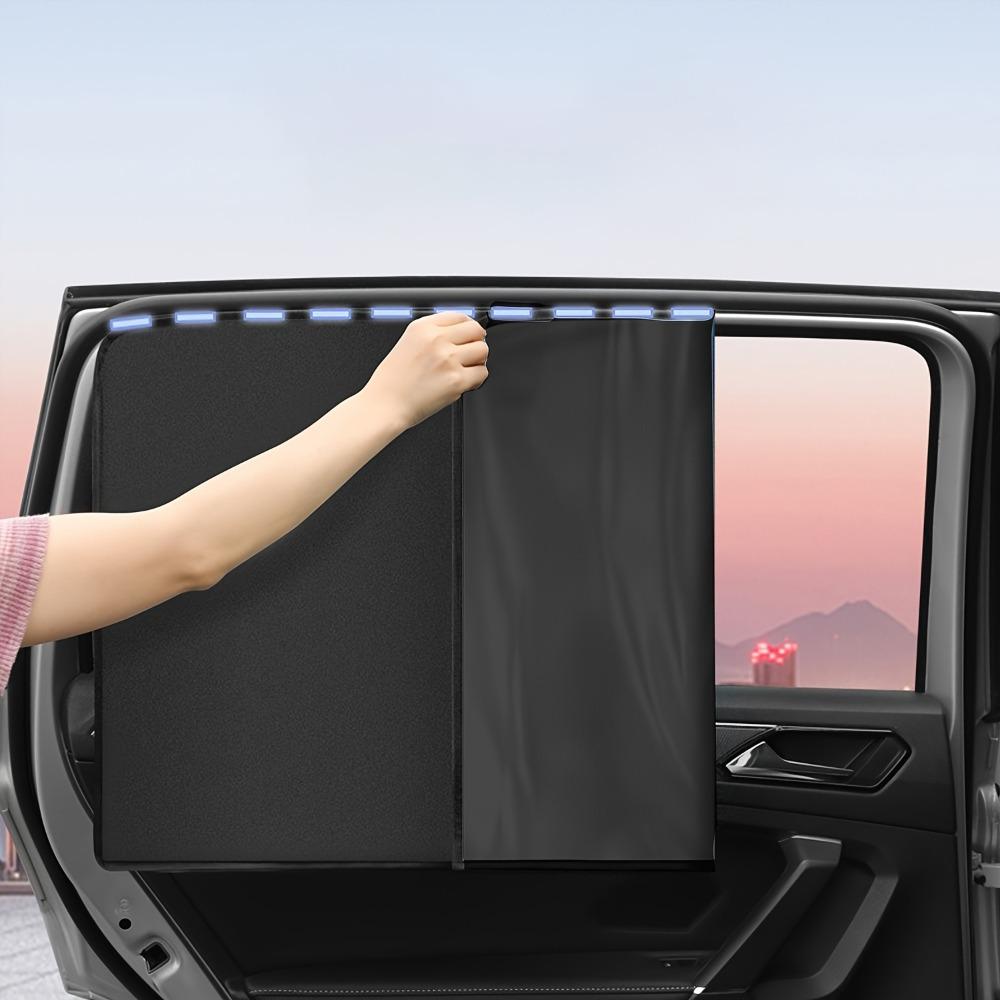 4-Piece Magnetic Car Curtain - Adjustable Blackout Sunshade with 99% UV Protection, Foldable Side Privacy Cover, Durable