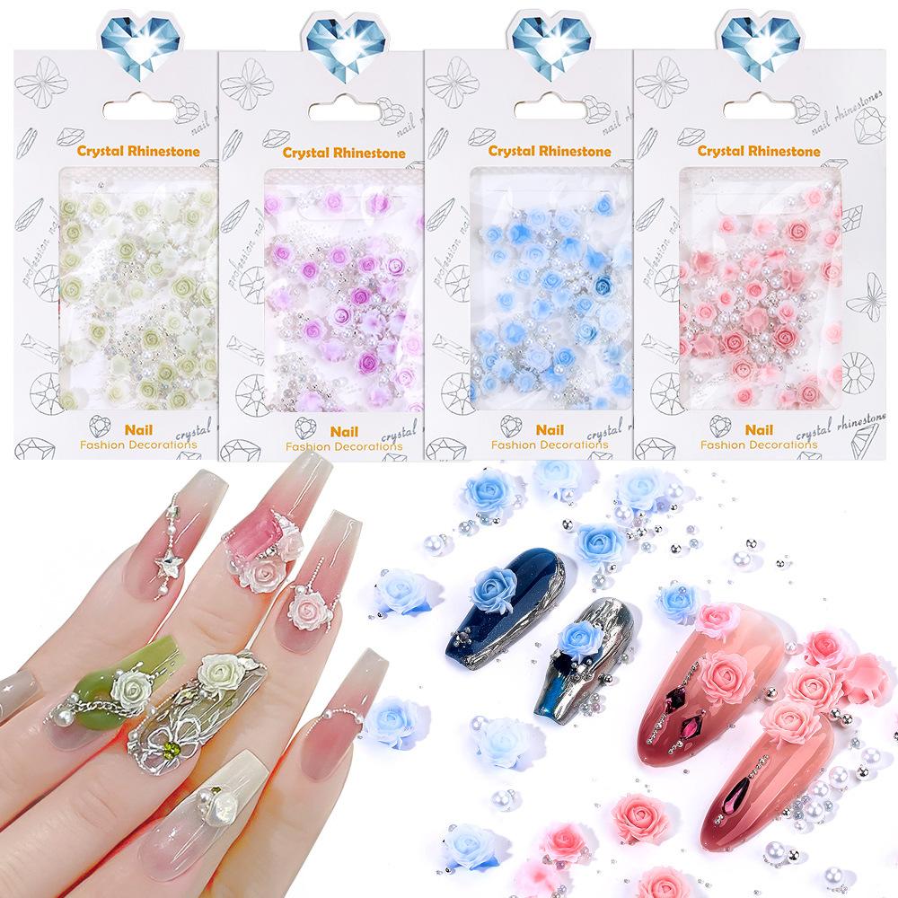 

Rose Nail Art Trinket Three-Dimensional Flower Resin Size Pearl Steel Ball Mixed