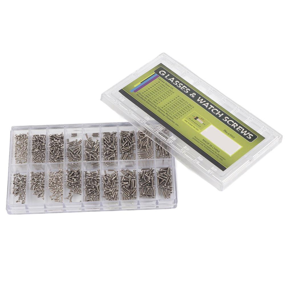 1800pcs/box Stainless Steel Mini Repair Screws Storage Case Watch Repair Kit  Eyeglass Repair