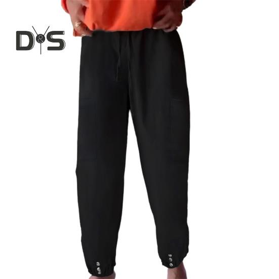 

Женские брюки с эластичной талией, средней посадкой, регулируемые широкие брюки с завязками и карманами, однотонные брюки XXXL чёрный