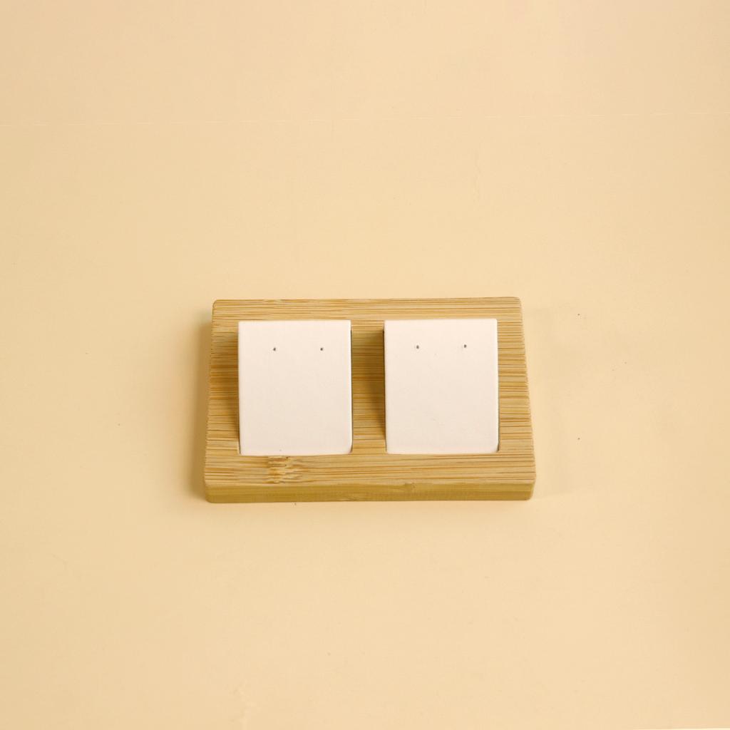 Bamboo Wood Earrings Display Stand DIY Velvet PU Leather Jewelry Storage Tray for Window Counter Props Show