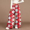 Women's Casual Fashion Christmas Print Elastic Waist Loose Plush Wide Leg Pants