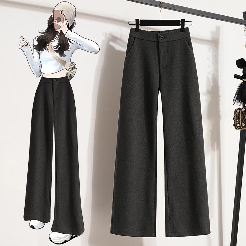 

DIMANAF 2026 Plus Size Long Pants Spring Women Elastic Waist Loose Vintage Loose Casual Basic Solid Trousers Pants M сірий