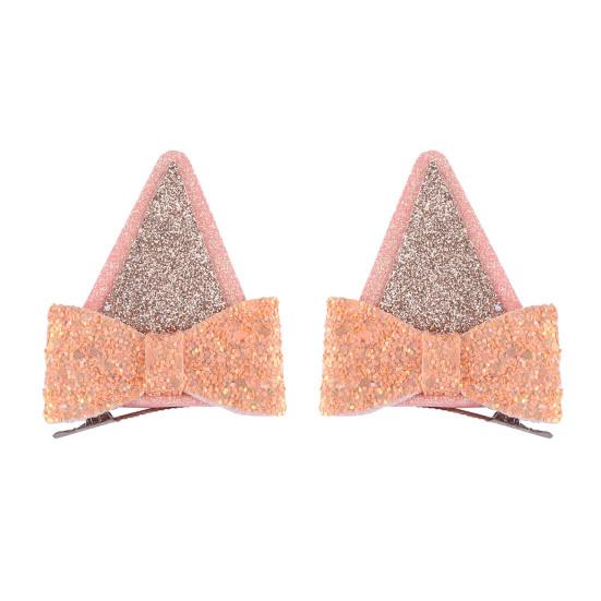 

2 шт., блестящие собачьи уши, заколки для волос с бантом, блестящие декорированные блестками заколки для волос, вечерние украшения, принадлежности