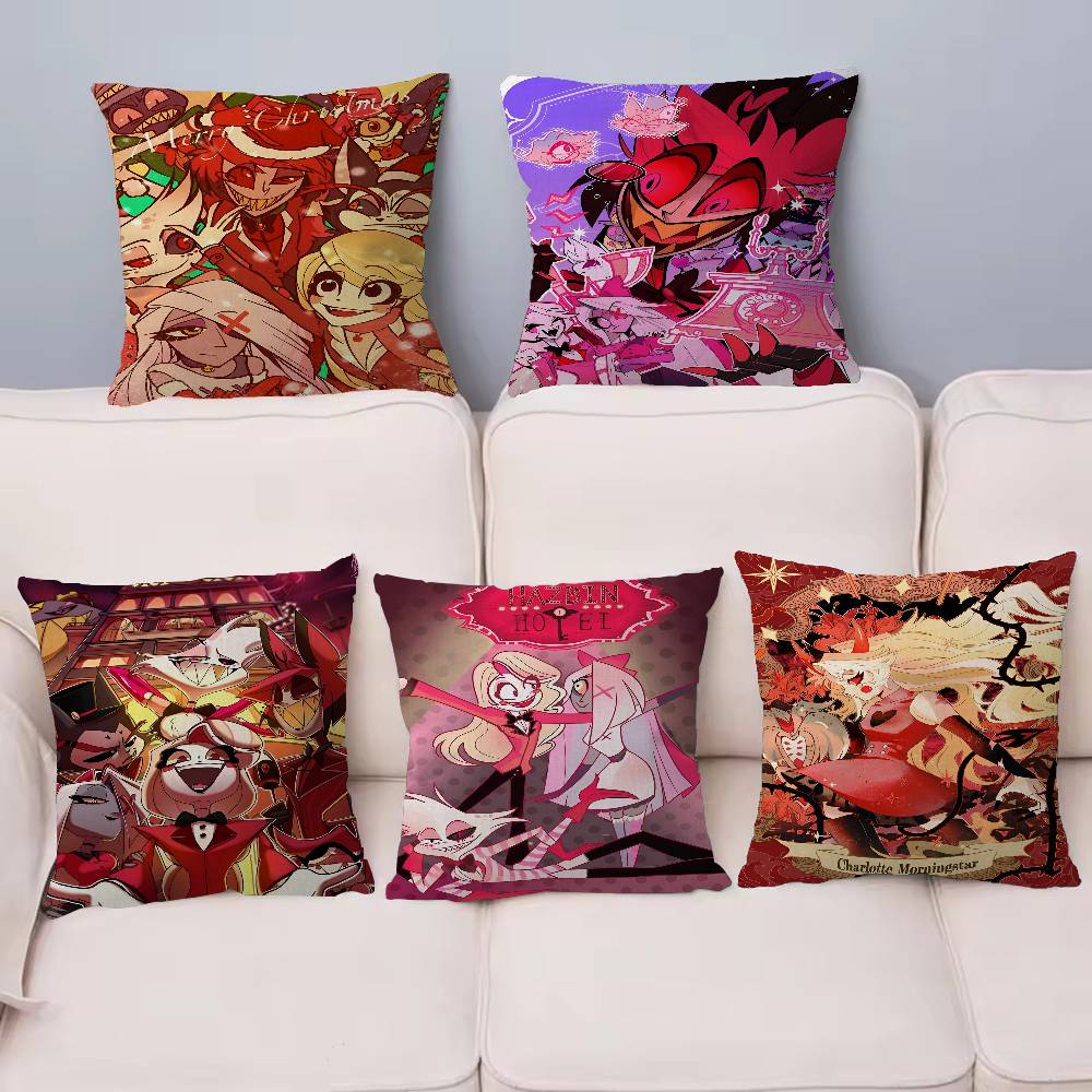 C-Charlie H-Hazbin Pillow Covers Cartoon Sofa Decorative Home Double-sided Printing Short Plush Cute Cushion Cover