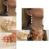 Chic Long Gold Round Pearl Earrings Minimalist Geometric Design For Women 2023