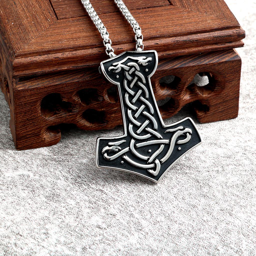 Viking Runes Dragon Stainless Steel Pendant Necklace