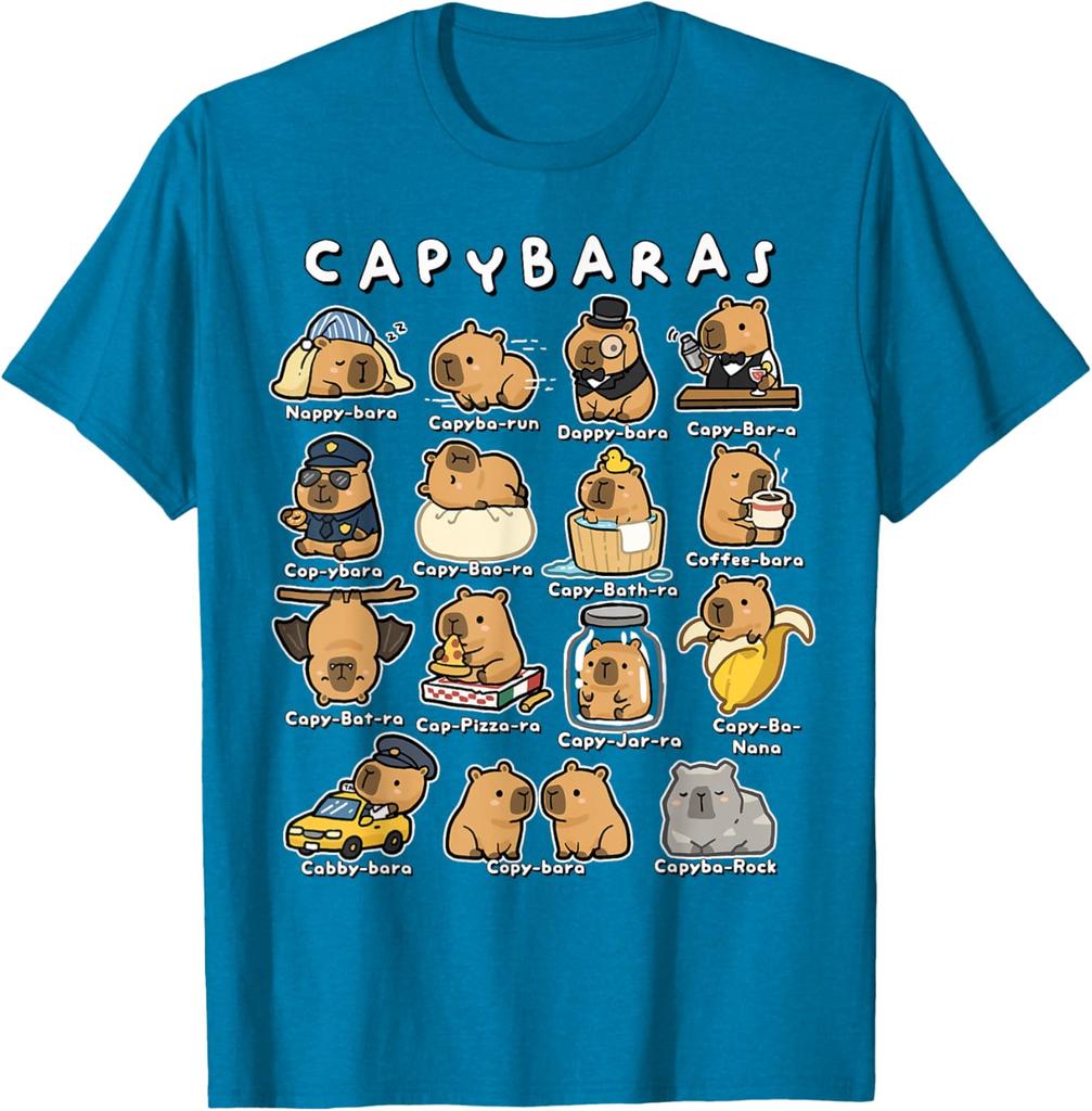 Capybara Puns Funny Animal Puns Men's Graphic Tee Cartoon Rodent Lover Shirt