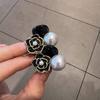 Camellia Flower Hair Claw Clip Simple Multifunctional Flower Artificial Pearl Hair Clip for Party Black