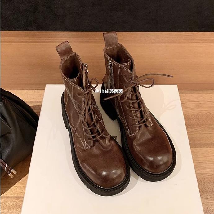 

, ноги и spice girls~ замшевые шнурованные ботильоны на толстом каблуке в стиле локомотив для улицы женские осенне-зимние ботинки Мартин 40