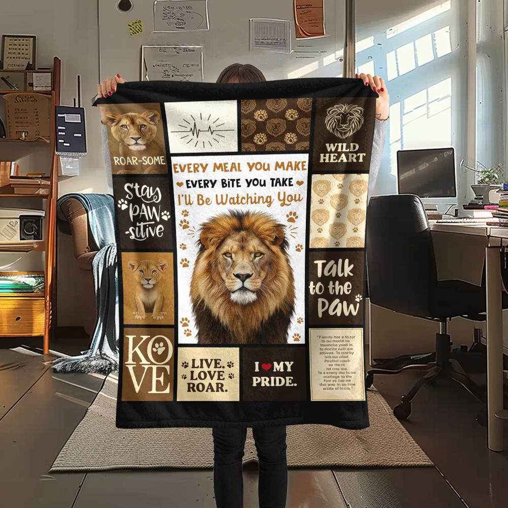 Kitten Sloth Lion Wolf Frame Print Flannel Blanket,High Quality Comfortable for All Seasons,Home Decor,Warmth and Comfort,Perfect for Christmas Gifts