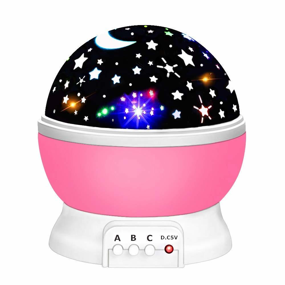 Rotating RGB Night Light Starry Projector Lamp USB/Battery Operated Bedroom Decoration Lights For Children Kids Christmas Gifts