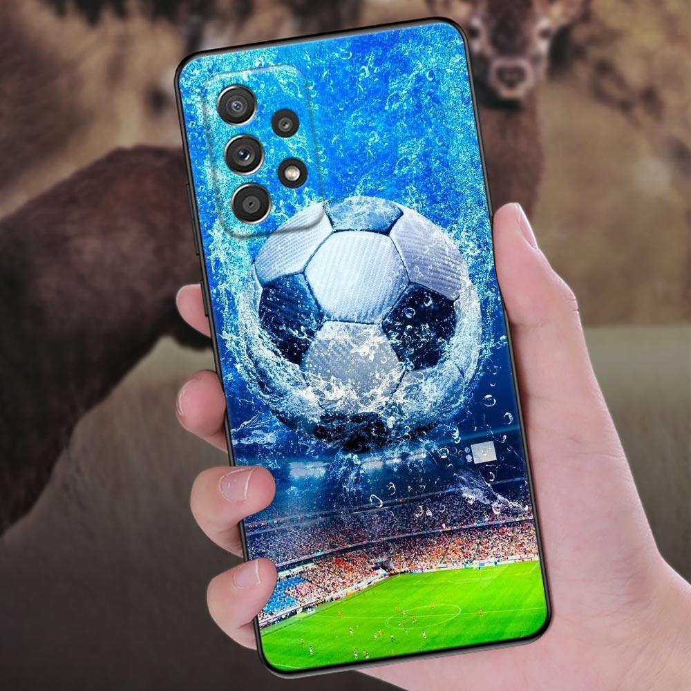 Fire Football Soccer Ball Phone Case For Samsung Galaxy A57 A56 A37 A55 A36 5G A26 A54 A52 A35 A34 A25 A17 A16 A15 A07 A06 Cover