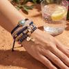 6Pcs/Set Women Bracelet Bohemia Style Elastic Rope Beads Bracelet with Palm Charm Adjustable Length Multi-layer Stackable Bracelets