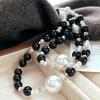 Collana con Catena alla Clavicola in Cristallo Artificiale Perla Nera Agata Naturale Maillard Vintage di Alta Qualità 10mm