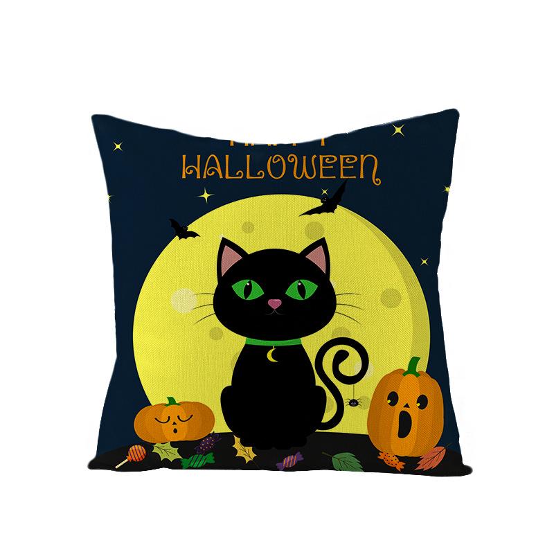 Halloween Pillowcase New Pumpkin Black Cat Series Sofa Cushion Waist Pillowcase Home