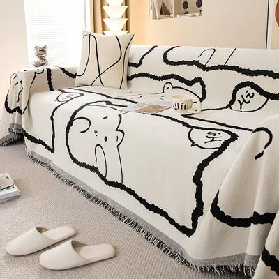 Sofabezug Stoff Integriertes Handtuch Cartoon Niedlicher Bär Chenille Jacquard Rückenlehne Universelle Decke Staubschutz Verdickte Kissenmatte