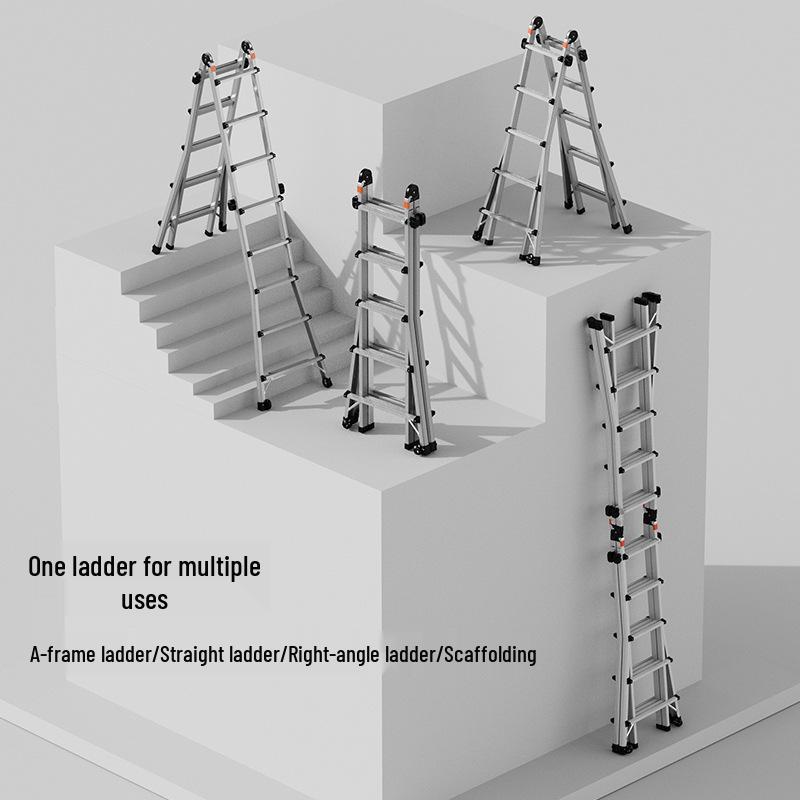 Aluminum Alloy Telescopic A-frame Ladder - Foldable, Extra Long, Safety Engineering Ladder