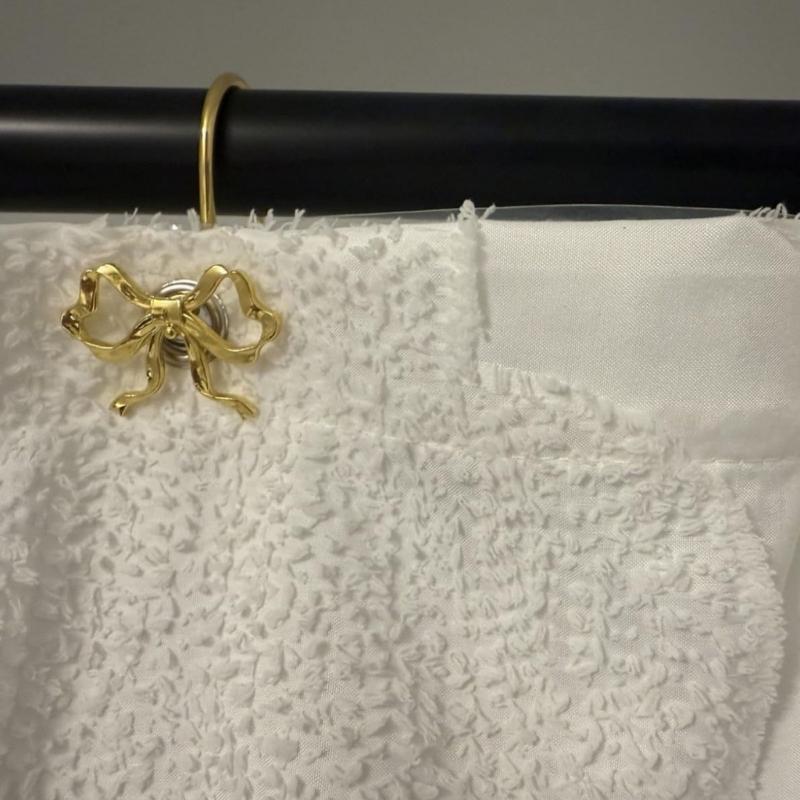 Stylish Bowknot Design Metal Bathroom Curtain Hook with Roller Beads and Rustproof Coating for Glidings