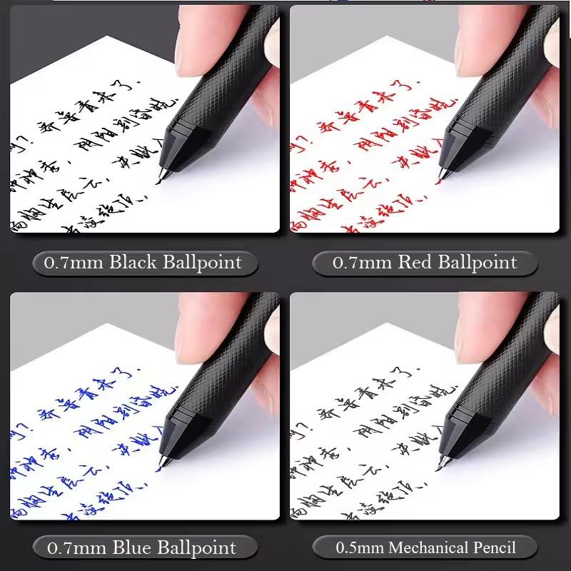 4 In 1 Multicolor Metal Ballpoint Pens 3 Colors Ball Pen 1 Mechanical Pencil For School Office Writing Supplies Stationery