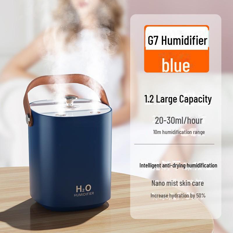 Umidificador de mesa silencioso de 1,2 L com spray duplo e carregamento USB