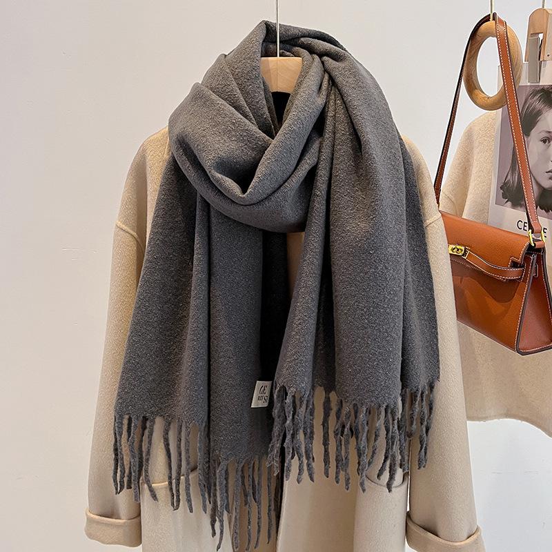 Haze blue imitation cashmere scarf women's new winter atmosphere scarf couple student men's shawl