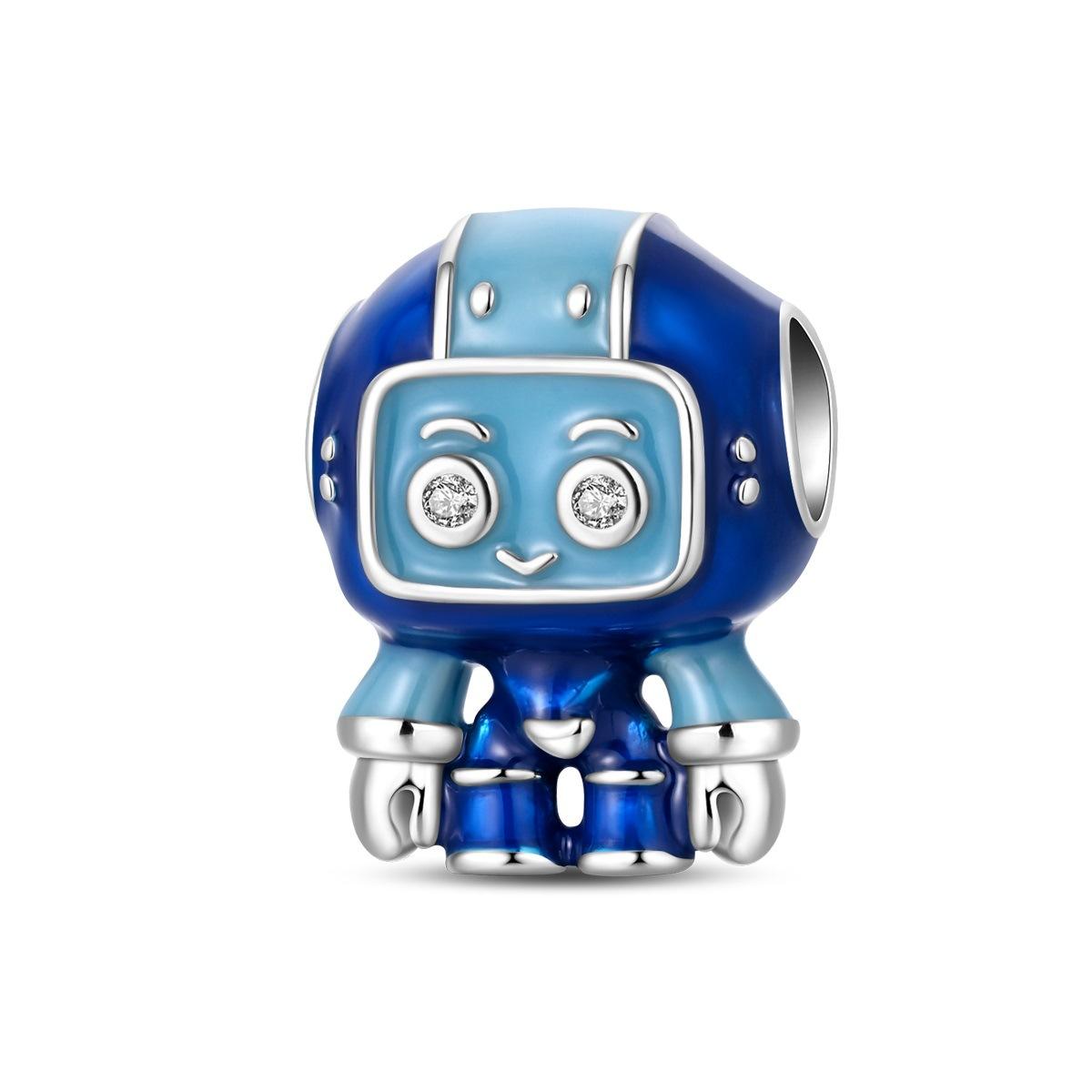 

925 Silver Robot Detector Charm Bead Bracelet Golden Pendant Jewelry Accessory for Women Men