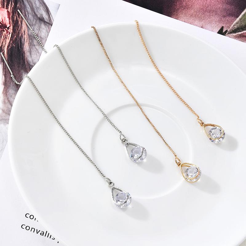 Women's Jewelry Accessories Water Drop Pendant Long Ear Line Earrings