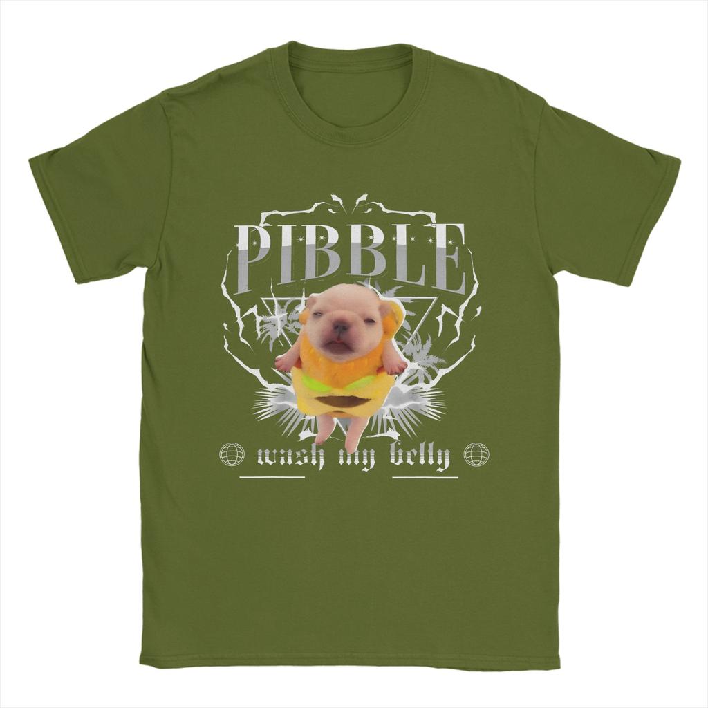 Unisexové tričko s krátkým rukávem a vtipným meme s motivem Pibble Wash My Belly pro všechna roční období, 100% bavlna.