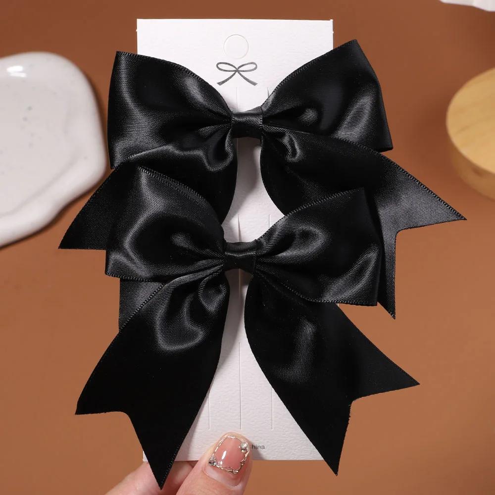 2/3Pcs/Set Lovely Solid Color Ribbon Bows Hair Clip for Kids Girls Hairpins Barrettes Handmade Headwear Baby Hair Accessories
