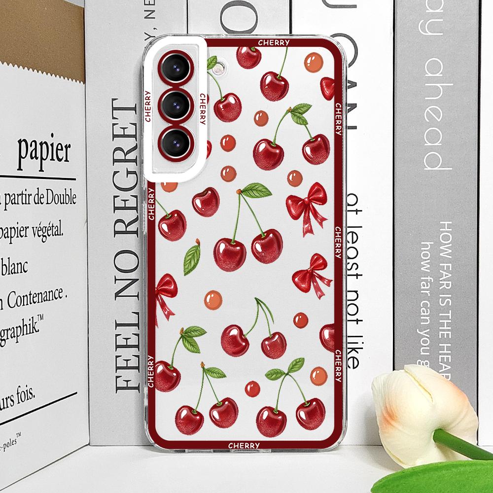 

Stylish Butterfly Flower Red Cherry Phone Case for Samsung Galaxy S25 S25FE S24+ S23 Ultra S22 S21 S20 Plus S24 FE 5G Soft Cover Galaxy S24 Ultra