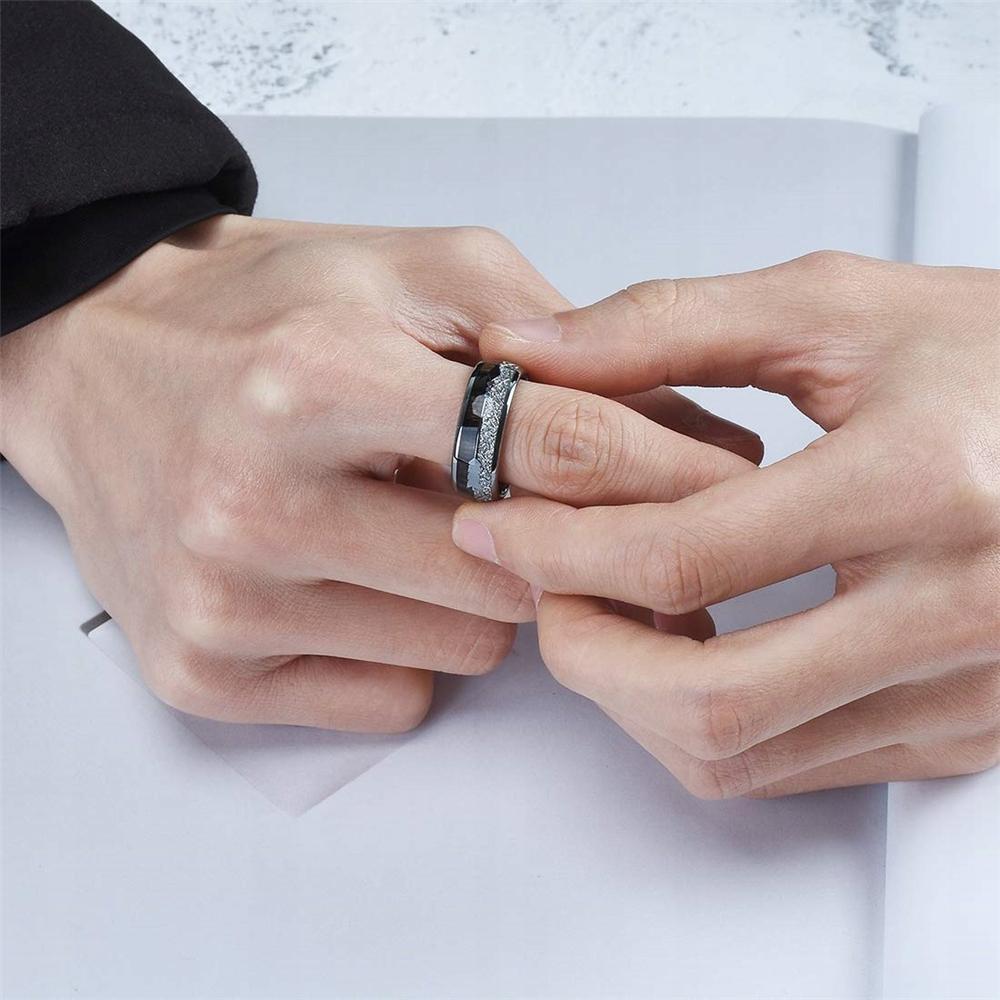 Wedding Ring Silver Signet Ring Steel Wood 241