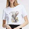 Women Tshirt Summer Round Neck Basic Cartoon Elephant Streetwear Trend Style 90S Short Sleeve Lady Clothes Female Tee Tops