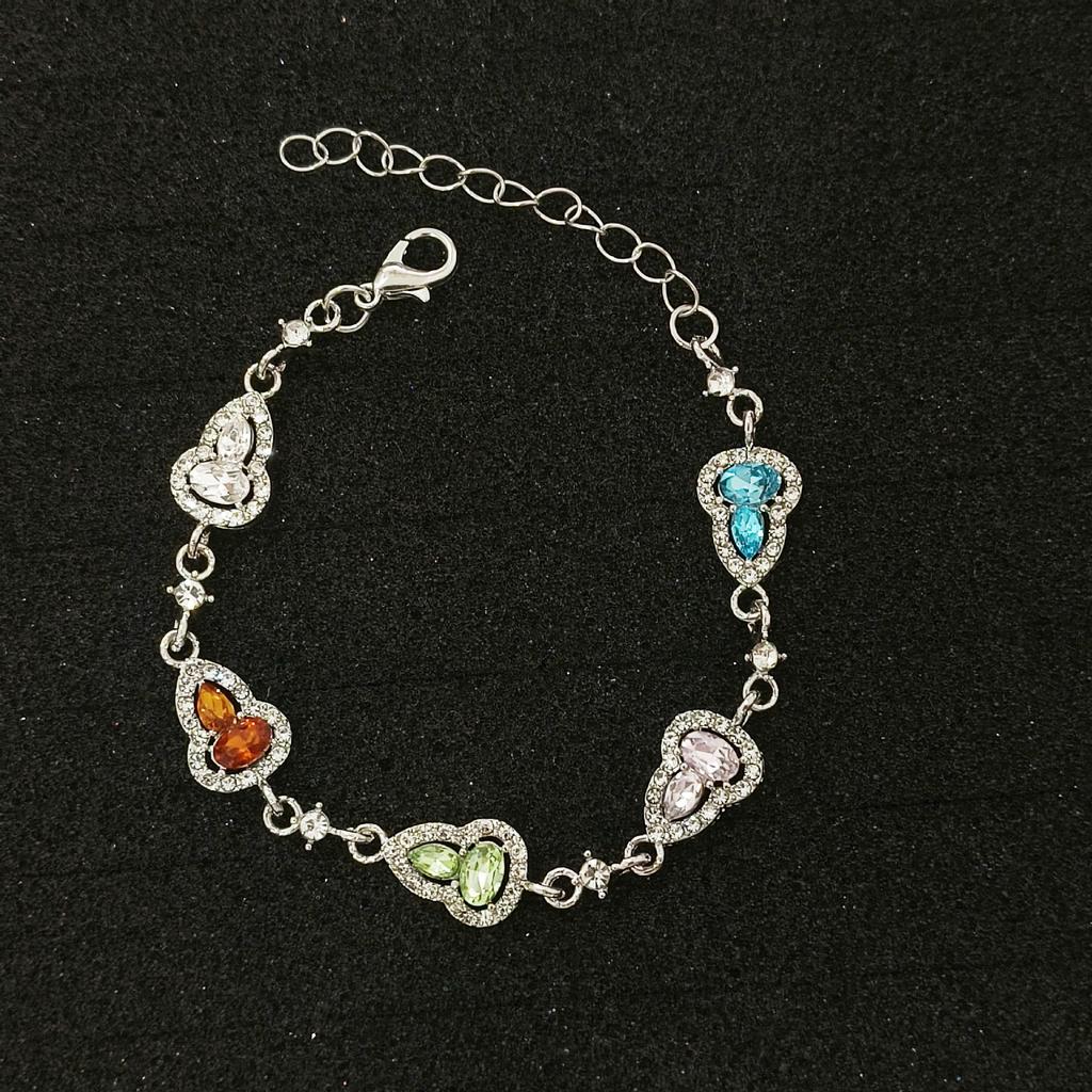 Sparkling Small Flower Zircon Pull Bracelet Women'S Cherry Blossom Diamond Niche Versatile High-End Accessories Hand Jewelry