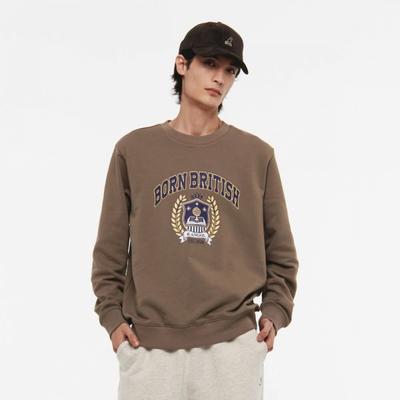 College Graphic Semi Overfit Sweatshirt Dark Beige 1786