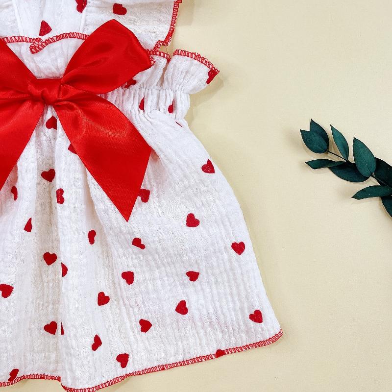 Valentinstag 1 Stück Herzmuster Schleifen-Dekor Haustierkleid für Hund für den Sommer