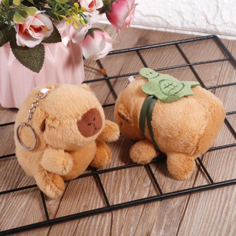 Mini Plush Capybara Charm Keychains Sweet Cute Pendant Car Keyring Backpack Decoration Fashion Jewelry for Women Girl