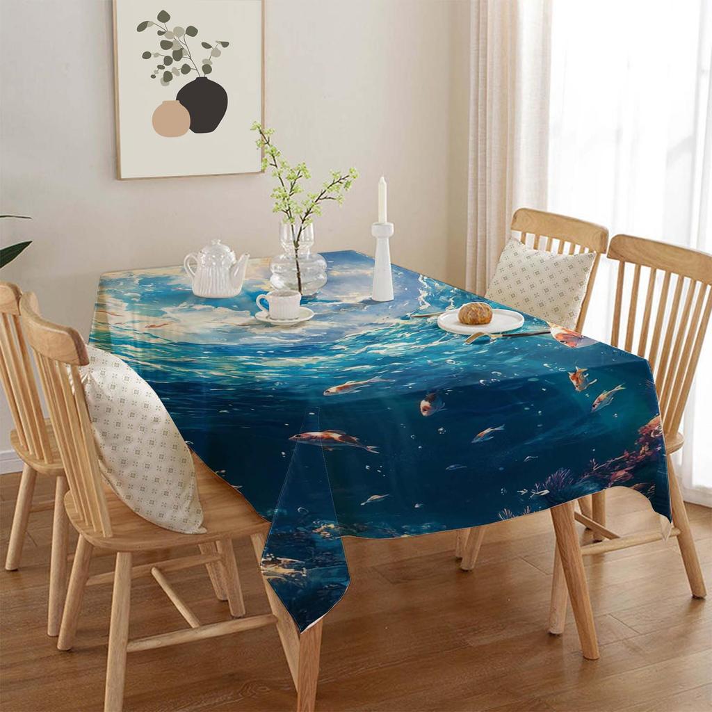 Ocean Series Polyester Tablecloth: European Style Dining & Festival Decor for Home and Hotel.