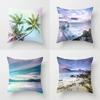 Summer Vacation Cushion Cover Pink Beach Wave Mountain Sofa Pillowcase Bedroom Home Car Office Accessories