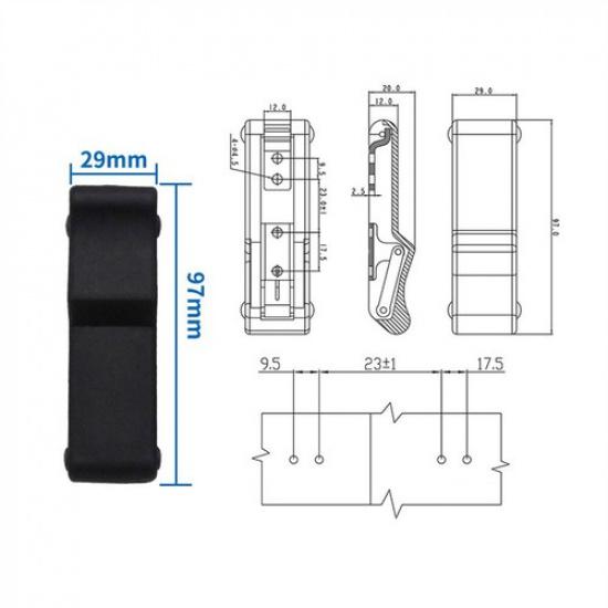 3.8" Flexible Rubber Draw Latch with Keeper For Boat Compartment Cargo Box Black