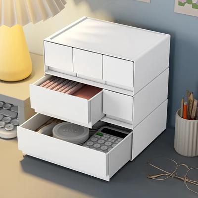 Stapelbare weiße Aufbewahrungsschublade Desktop-Box für Büro Schule Sonstiges Schreibwaren-Organizer Haushaltsbedarf Make-up-Boxen Schlafzimmer