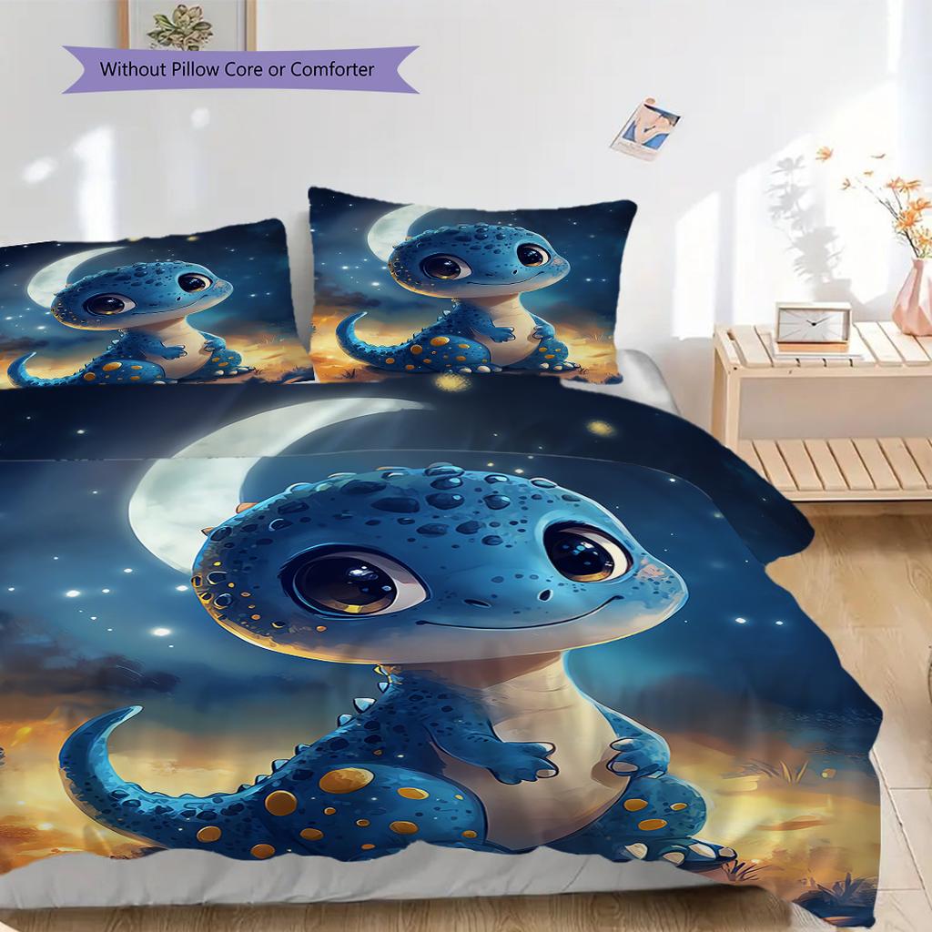 Dinosaurier-Muster Bettwäsche Steppdecke Set Bettbezug Kissenbezug Heimdekoration Geburtstagsgeschenk (1 Bettbezug + 2 Kissenbezüge, ohne Füllung)