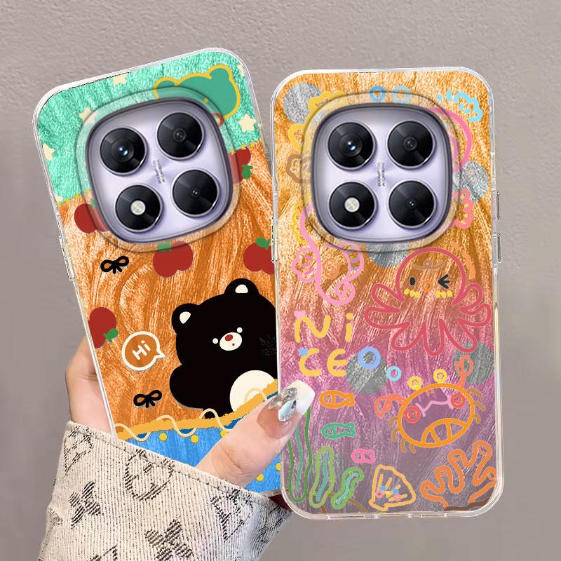 For Redmi 14C A3 13C Note 13 14S 14 Pro Plus 5G 15 15C Women Phone Case Cartoon Cat Panda Pattern Popular Fashion Bumper Shells