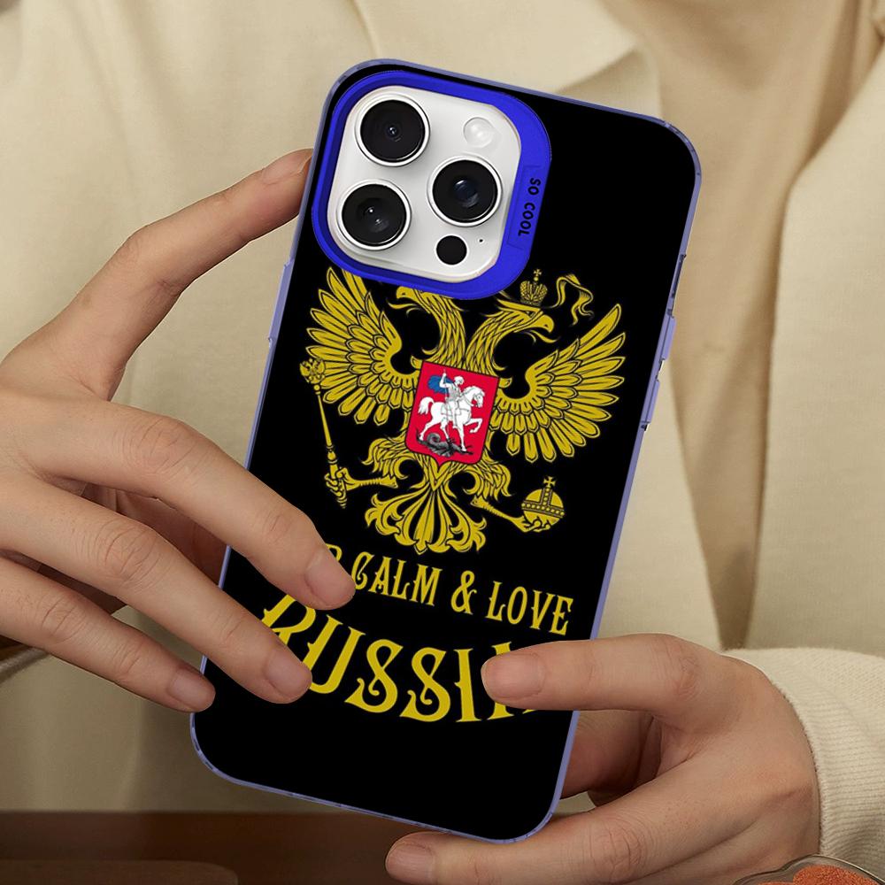 Russia Russian Flags Poccnr Emblem Phone Case For IPhone 16 15 14 13 12 11 Pro Max X XR XSMAX Matte Shockproof Back Cover