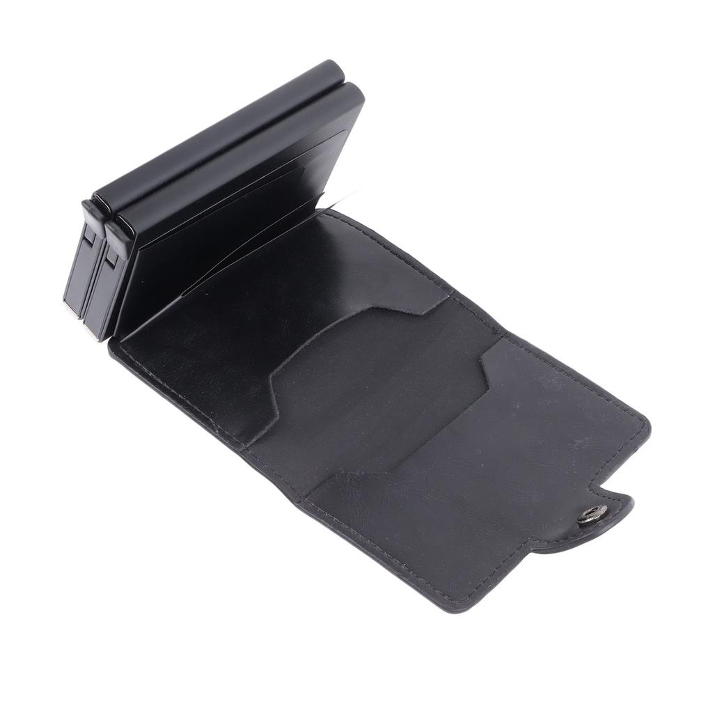 Card Holder Black Card Case RFID Blocking Aluminium Alloy PU Anti Degaussing Large Capacity