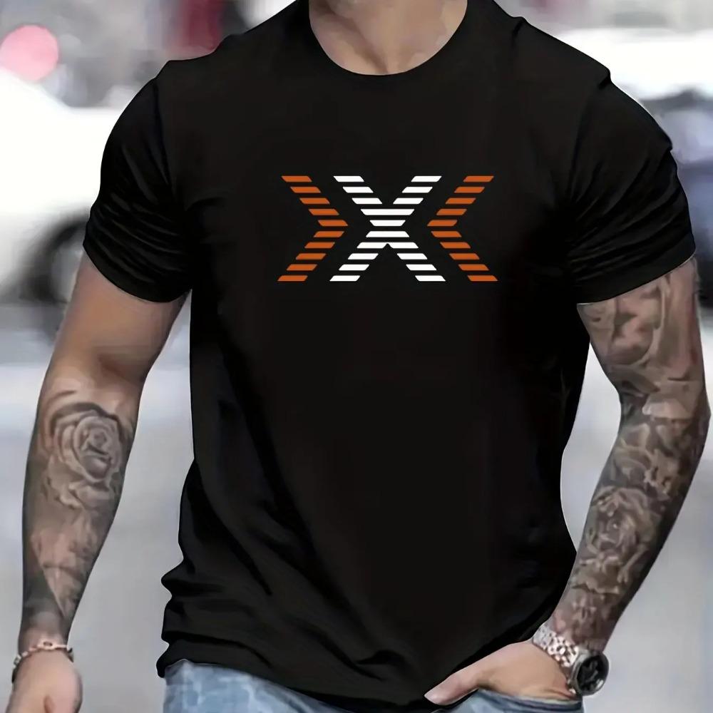 Men's Summer 100% Cotton Fashion Pattern Printed Loose Large Casual Round Neck Short Sleeve T-shirt  Casual Letter Pattern Tops